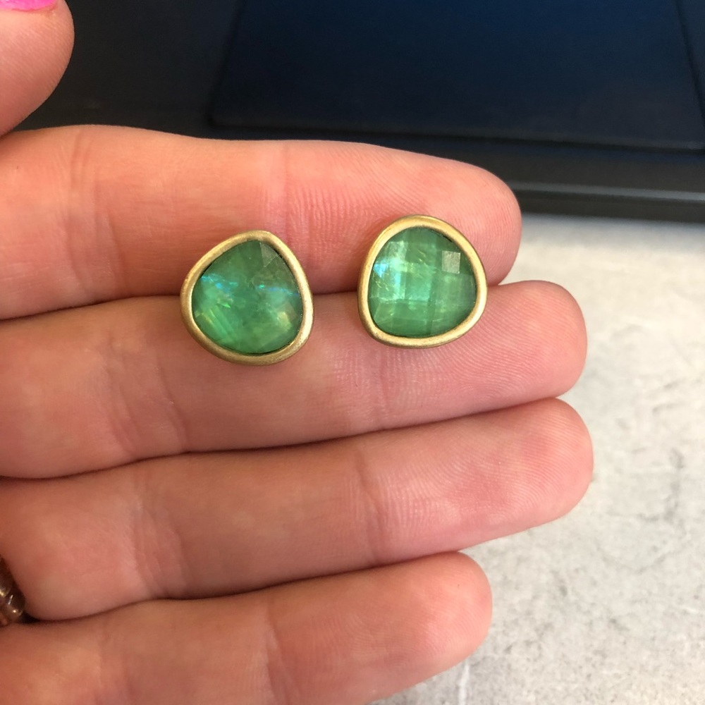 Teal teardrop stud earrings